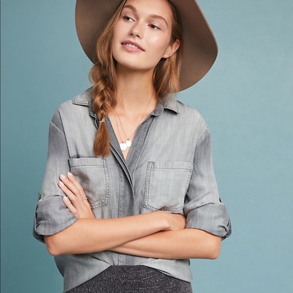 Anthropologie Tops - Anthropologie Cloth & Stone Gray tencel tunic